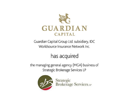 Guardian Capital Group Ltd. subsidiary, IDC Worldsource Insurance Network Inc. has acquired the managing general agency (MGA) business of Strategic Brokerage Services LP