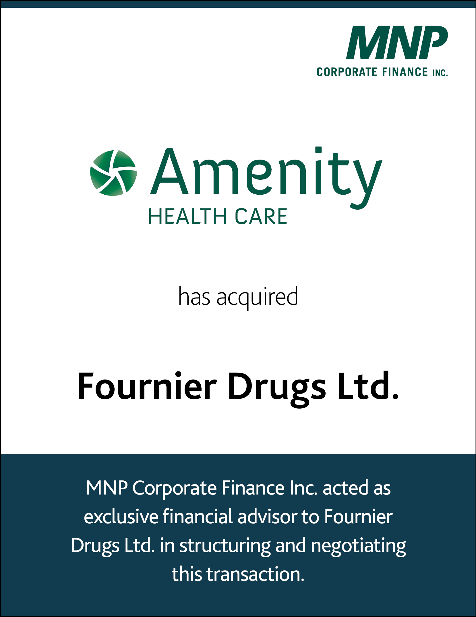 Amenity Health Care L.P. has acquired Fournier Drugs Ltd.