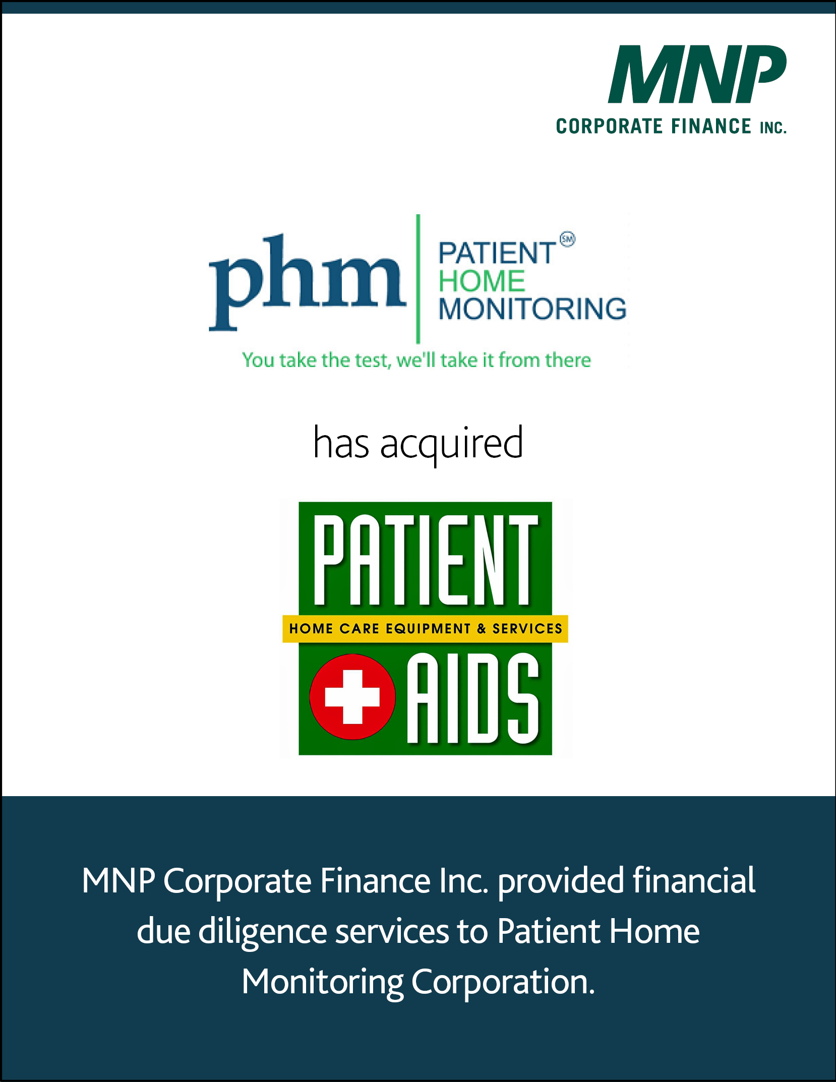 Patient Home Monitoring Corporation has acquired Patient-Aids, Inc. in Ohio.
