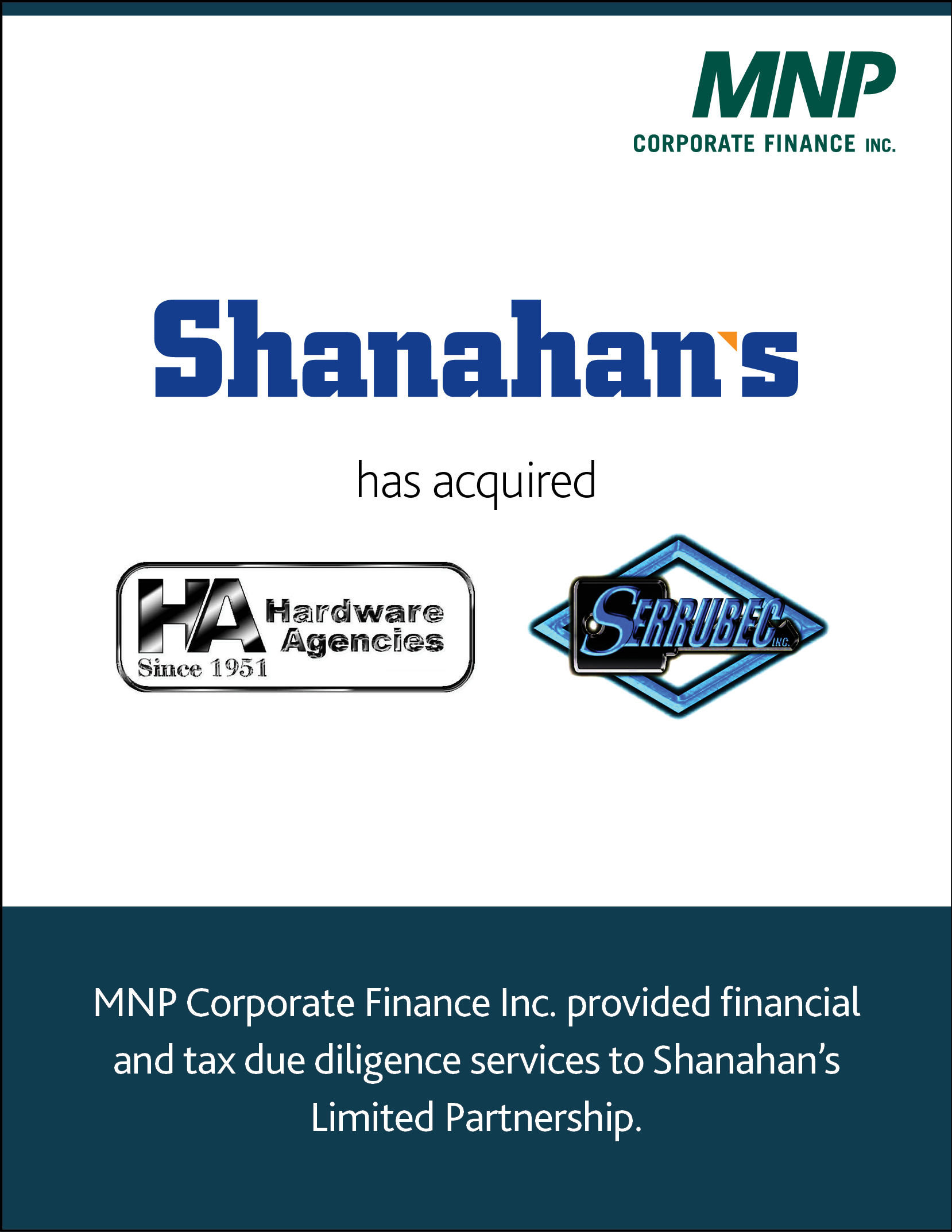 Shanahan's has acquired Hardware Agencies Serrubec