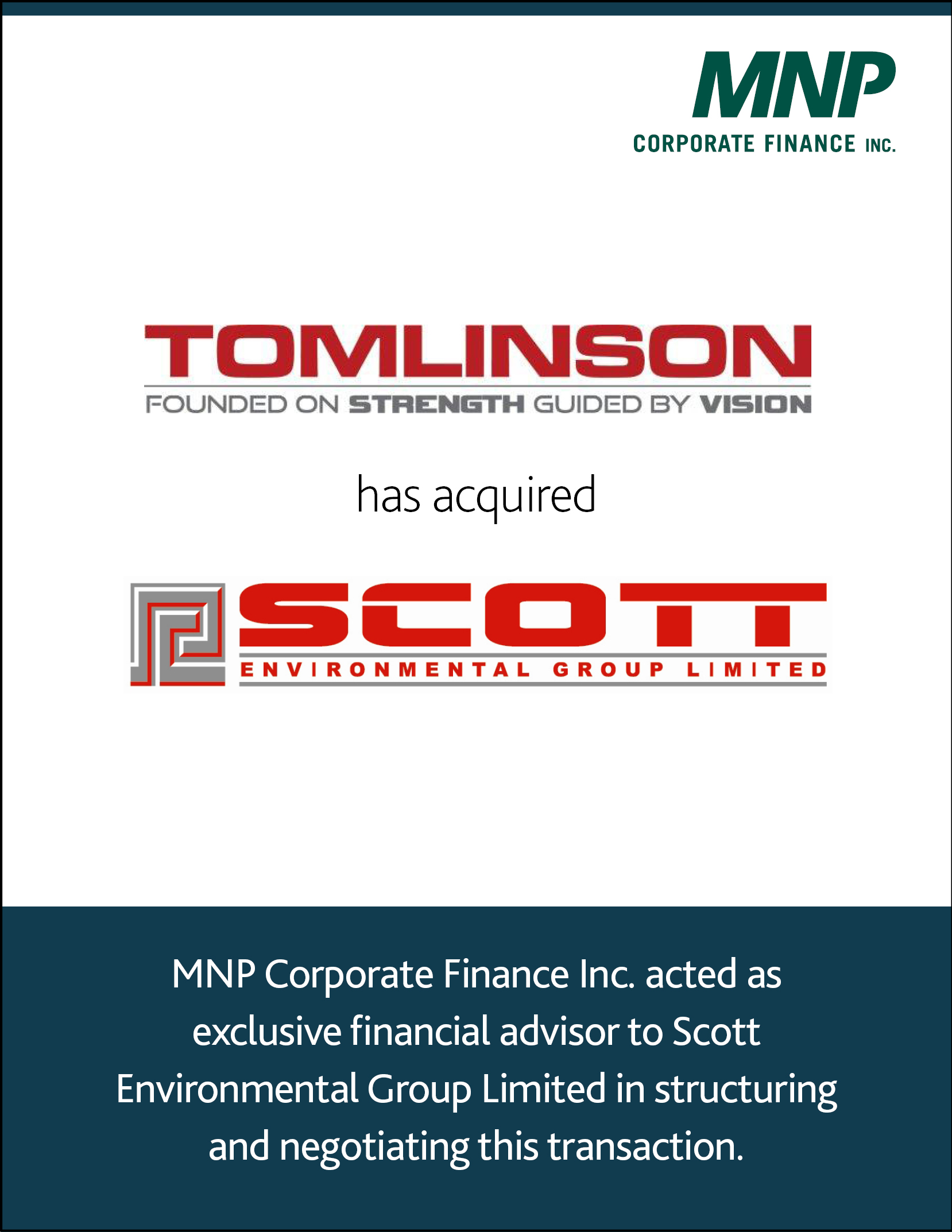 Tomlinson has acquired Scott Environmental Group