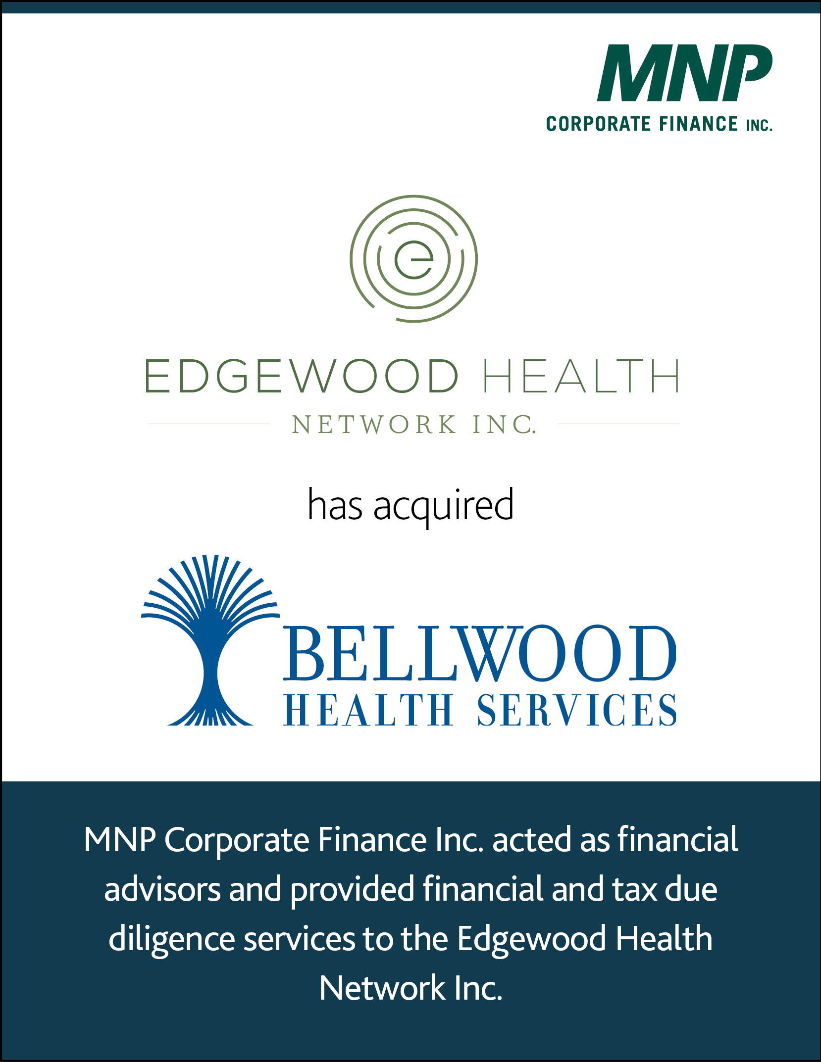 Edgewood Health Network INC has acquired Bellwood Health Services 