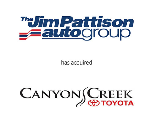 Jim Pattison Auto Group has acquired Canyon Creek Toyota.