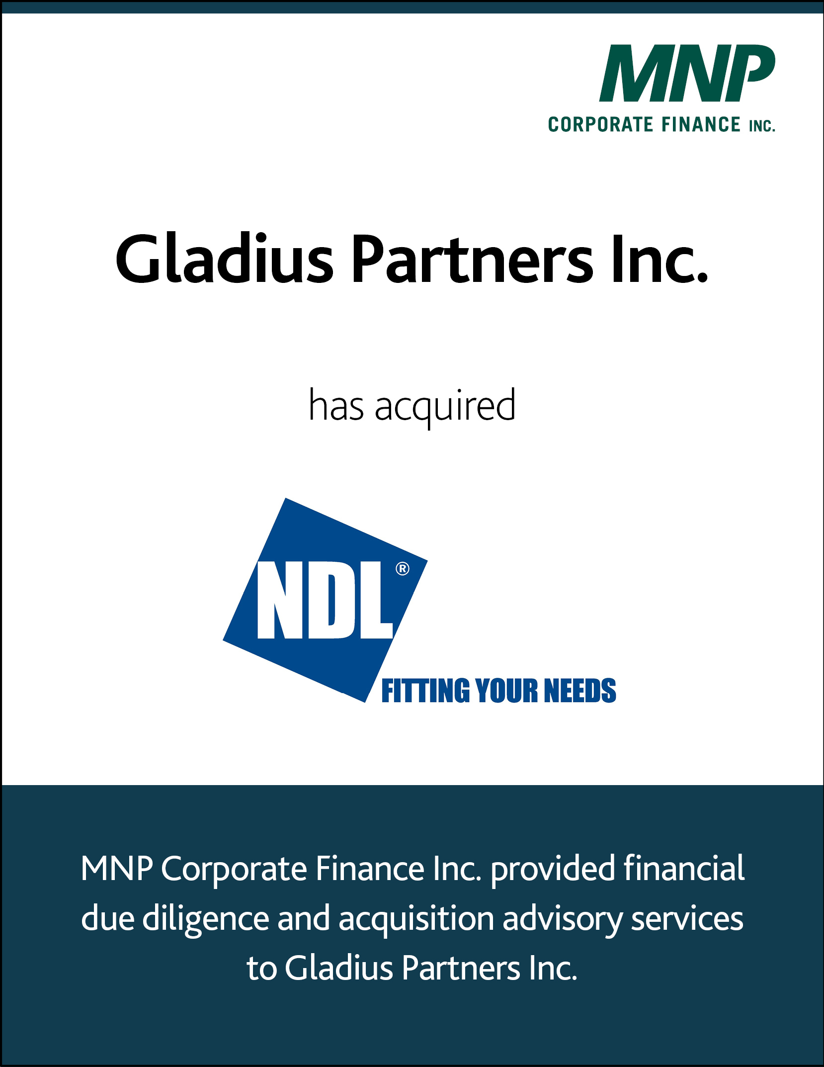 Gladius Partners Inc has acquired NDL Fitting your needs