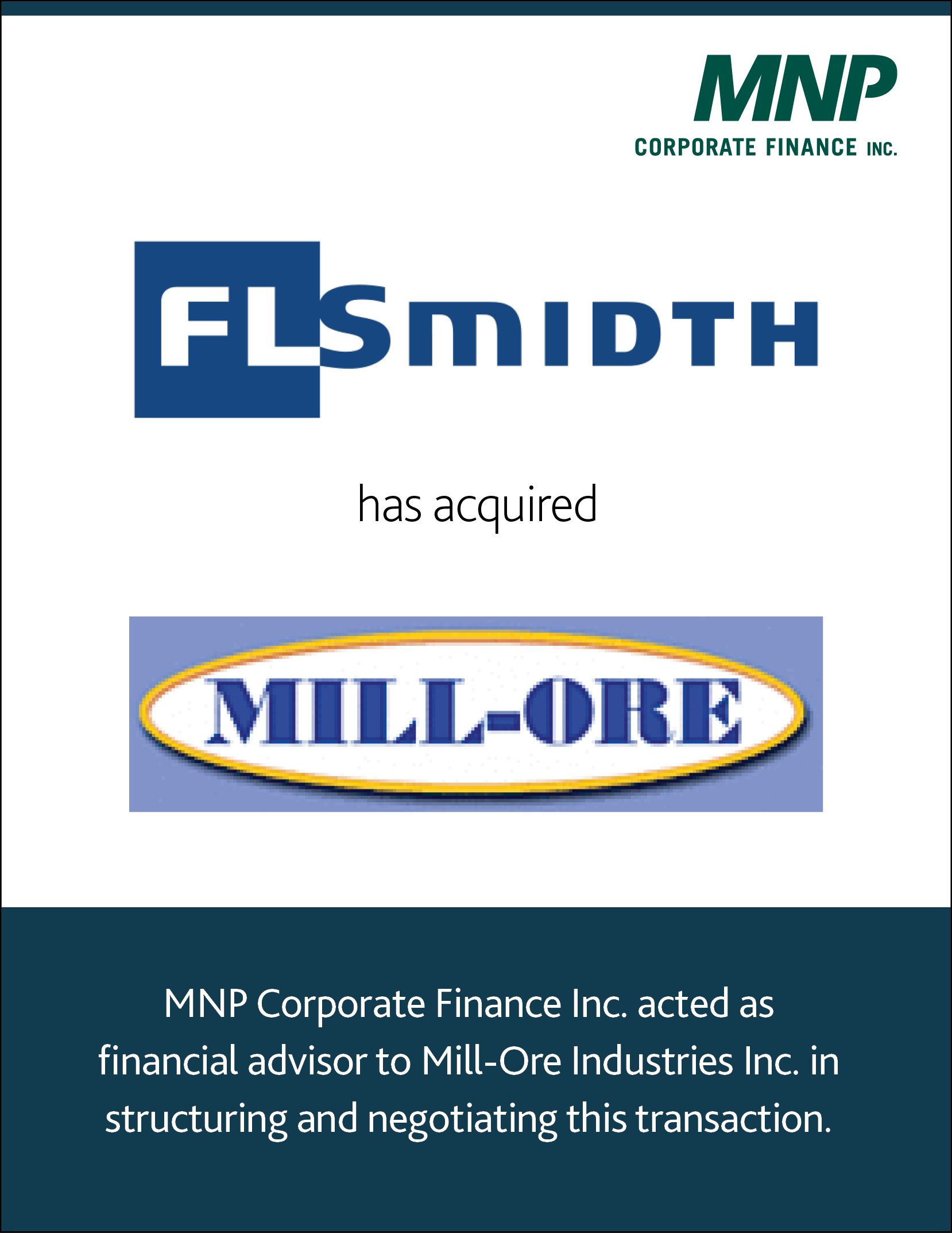 FLSmidth has acquired Mill-Ore