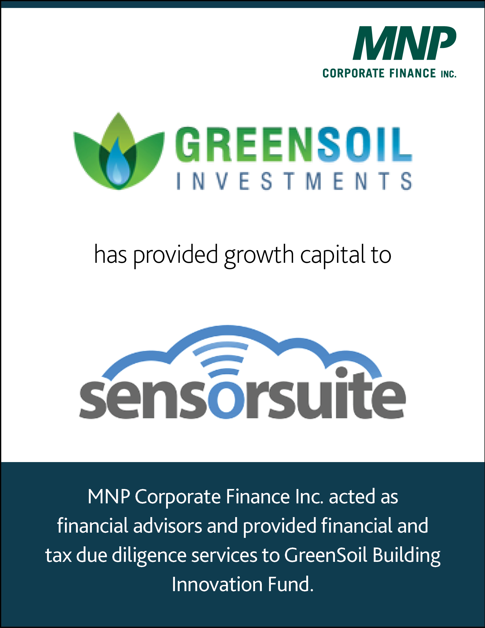 GreenSoil Building Innovation Fund has provided growth capital to Sensor Suite Inc.