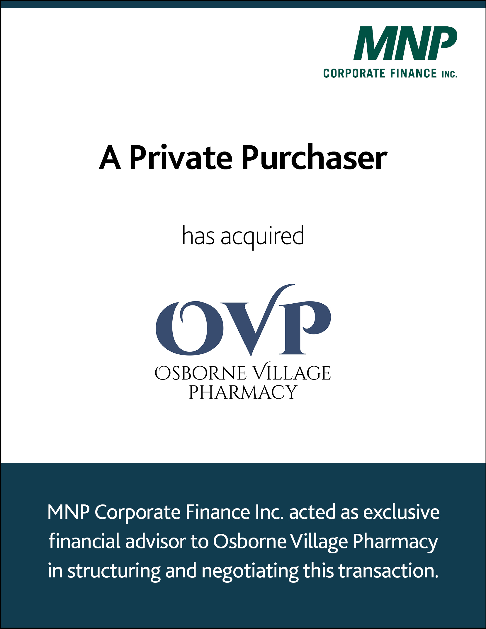 A private purchaser has acquired Osborne Village Pharmacy.