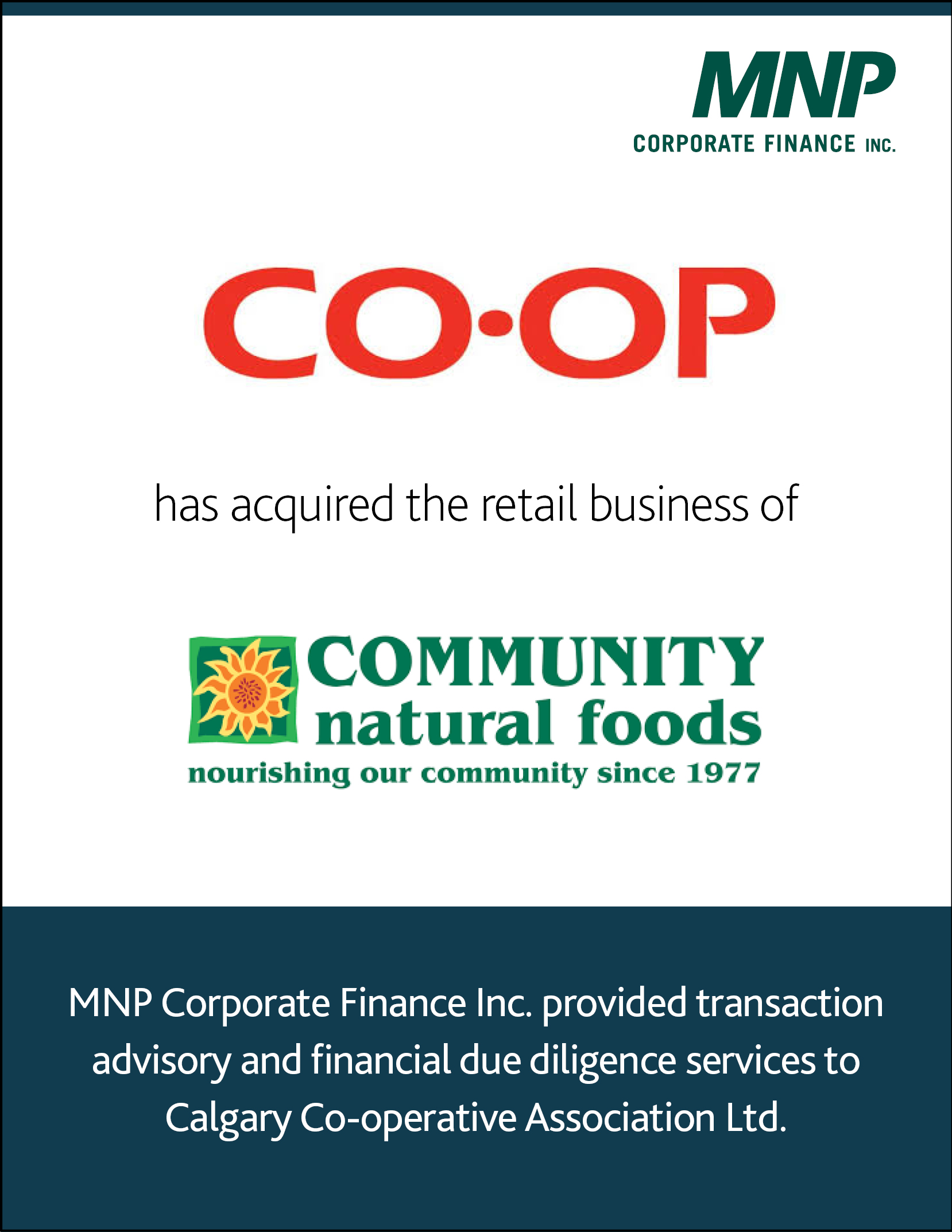 Co-op has acquired the retail business of Community Natural Foods 
