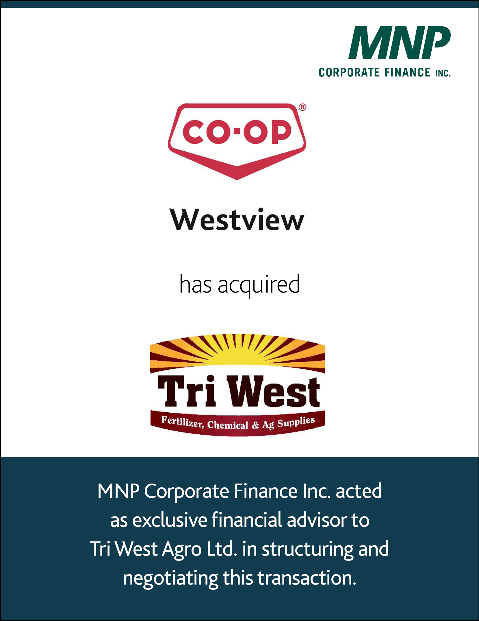 Co-op Westview has acquired Tri West Fertilizer, Chemical & Ag Supplies