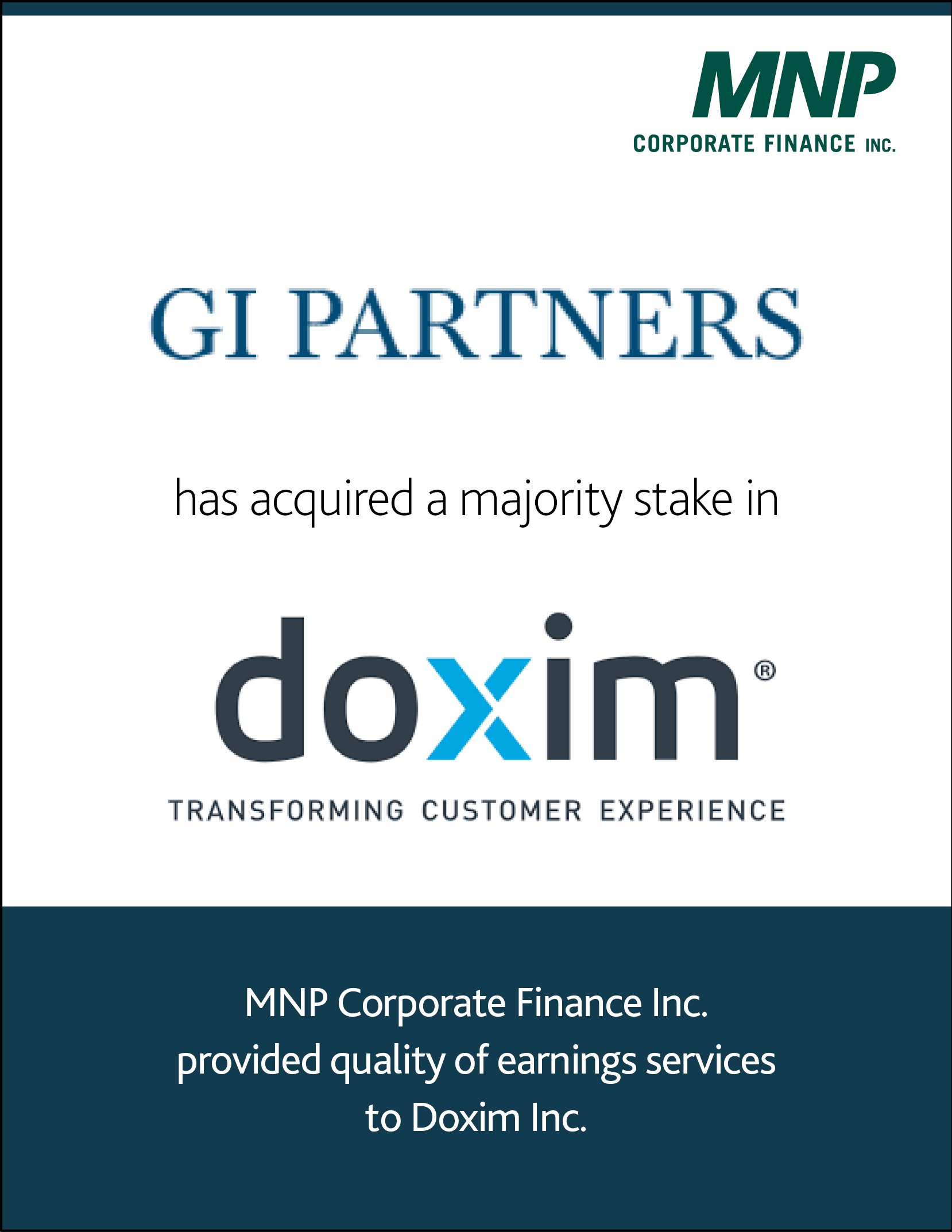 GI Partners has acquired a majority stake in Doxim Inc.