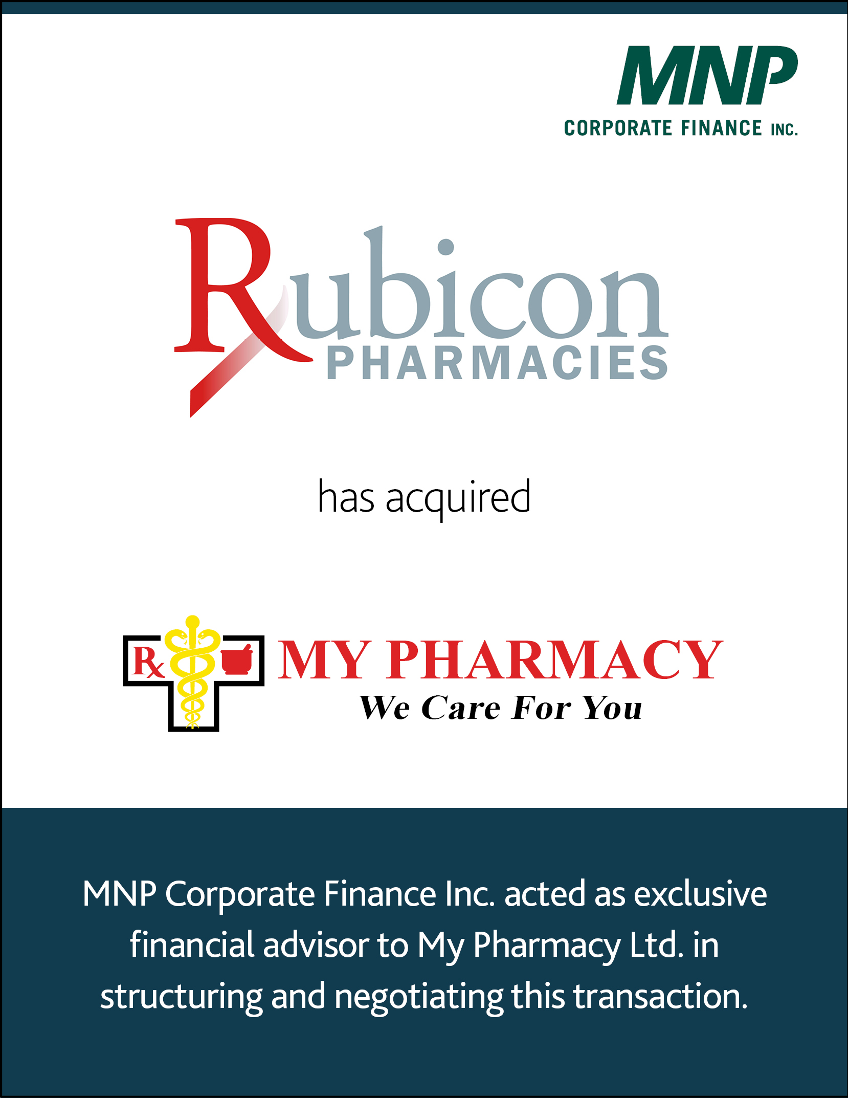 Rubicon Pharmacies has acquired My Pharmacy Ltd.