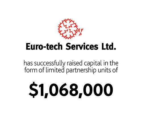 Euro-Tech Service Ltd has successfully raised capital in the form of limited partnership units of $1,068,000