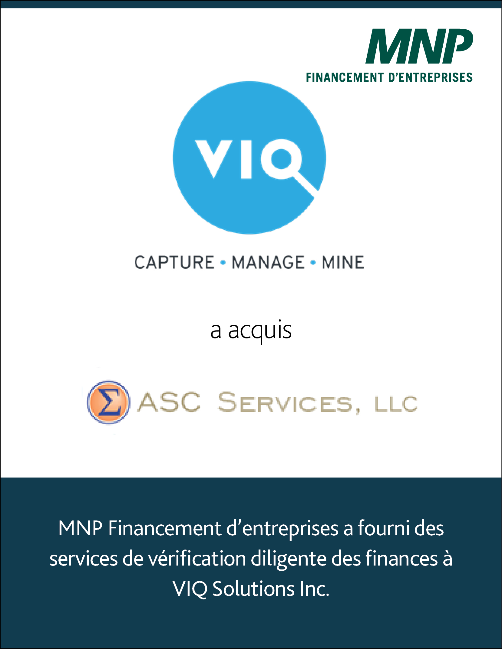 VIQ Solutions Inc. a acquis ASC Partners, SARL.