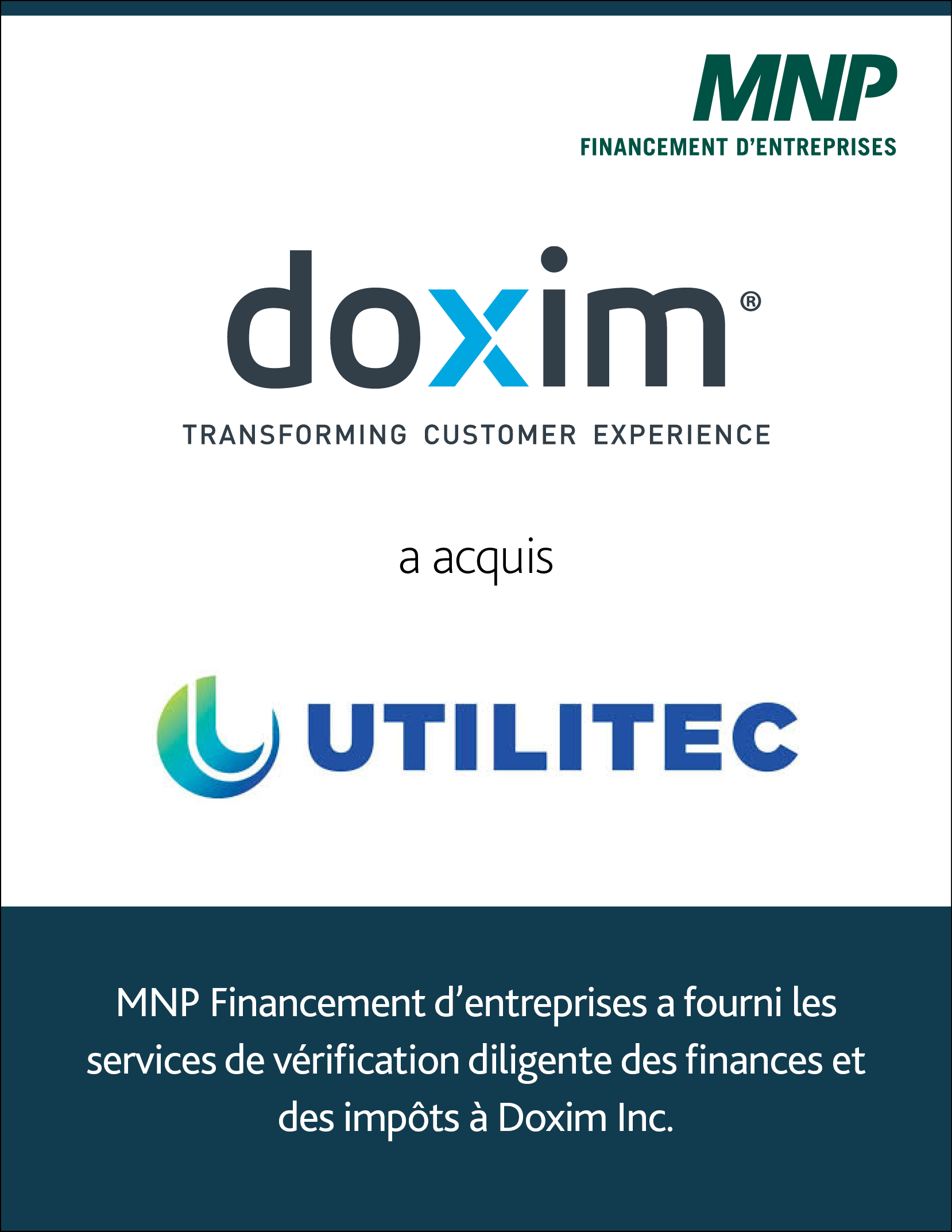 Doxim Inc. a acquis Utilitec.