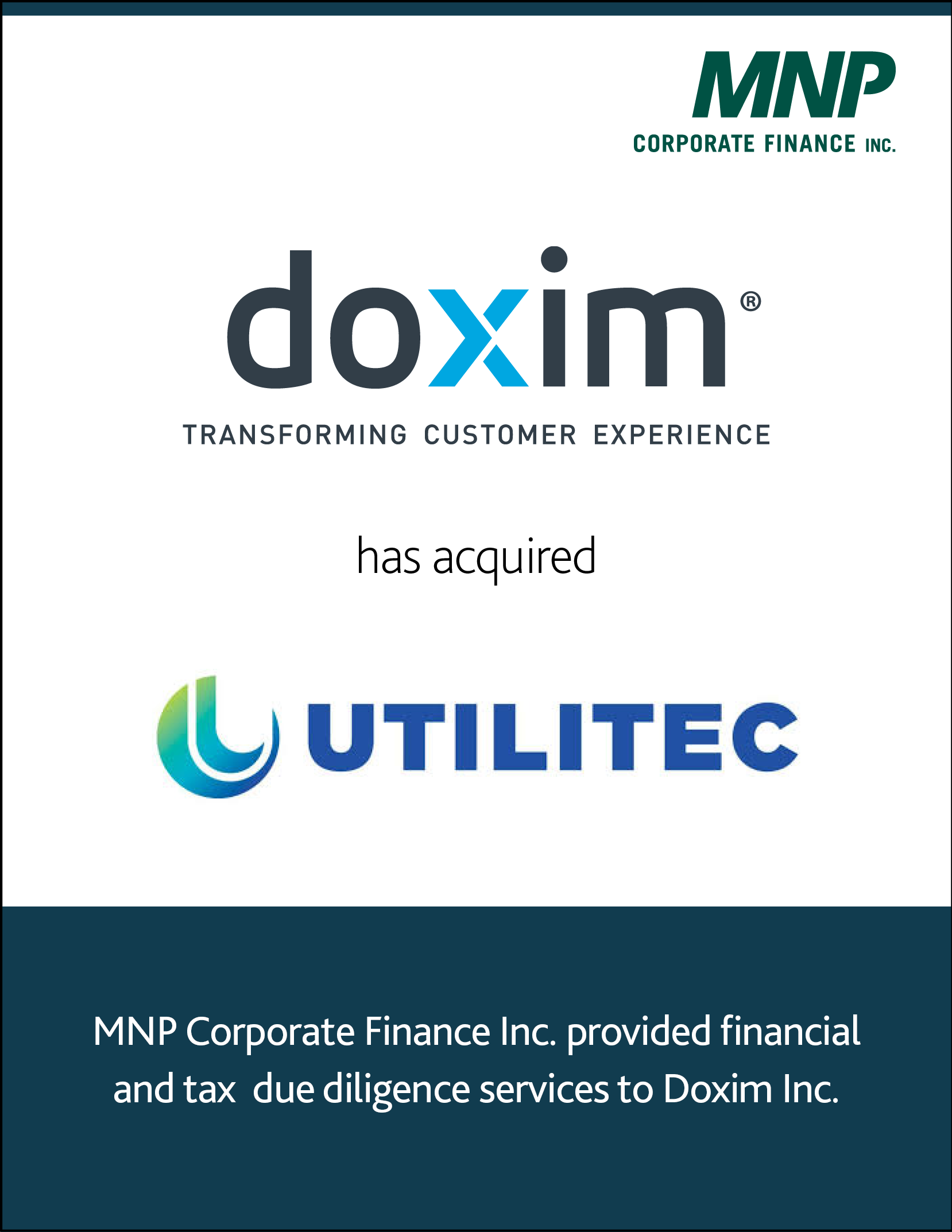 Doxim Inc. has acquired Utilitec.