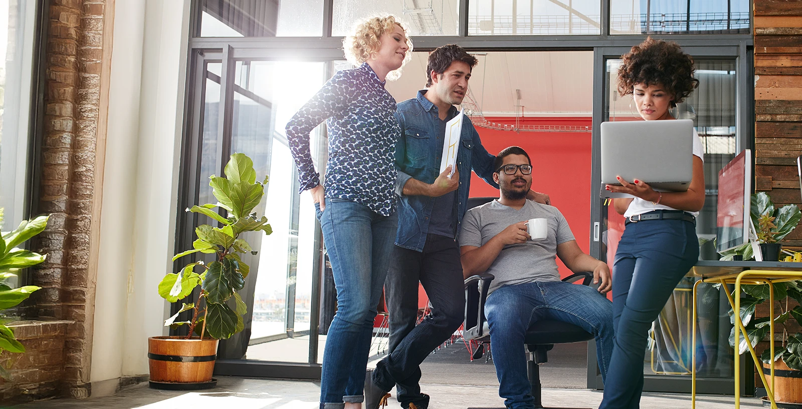 Business team collaborating in a modern office
