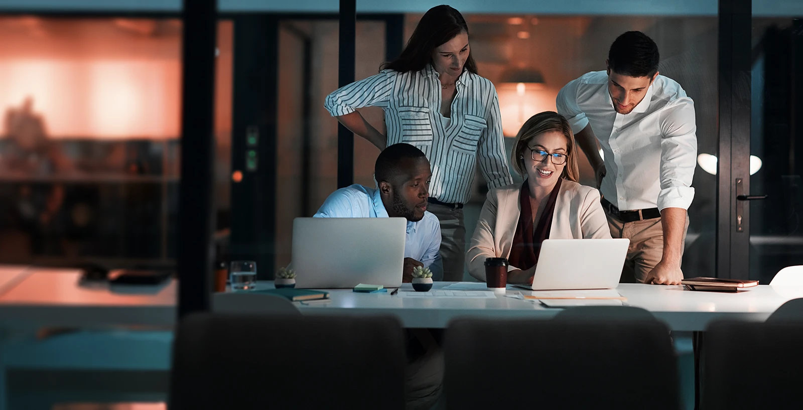 Business team reviewing financial data