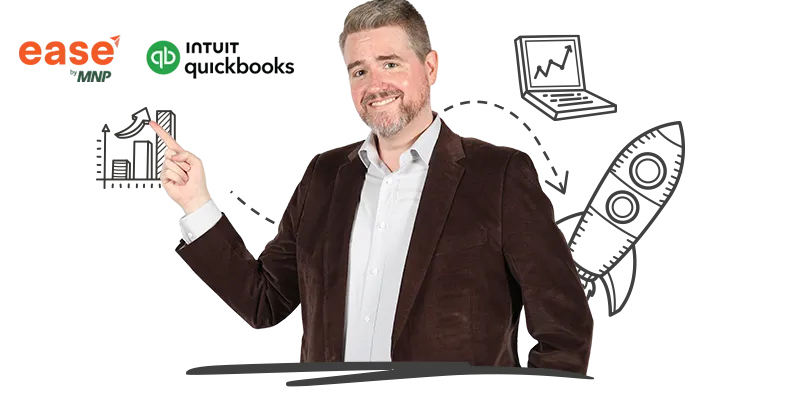 Matt pointing at graphic of a chart over white background