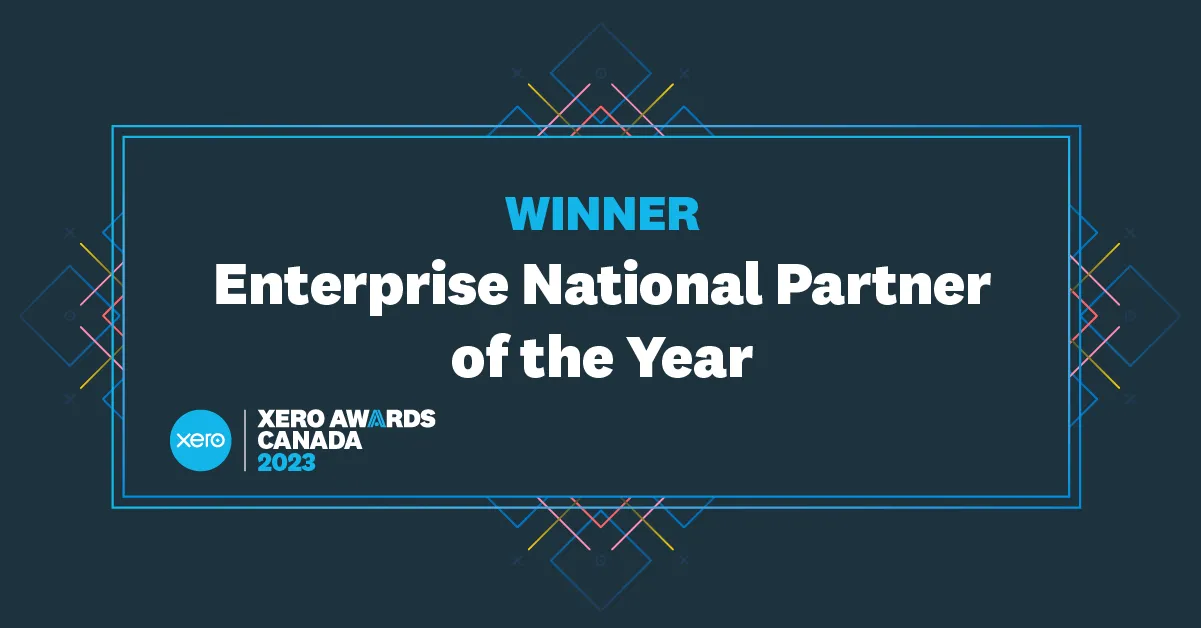 Enterprise National Partner of the Year Winner 2023 Xero Awards Canada