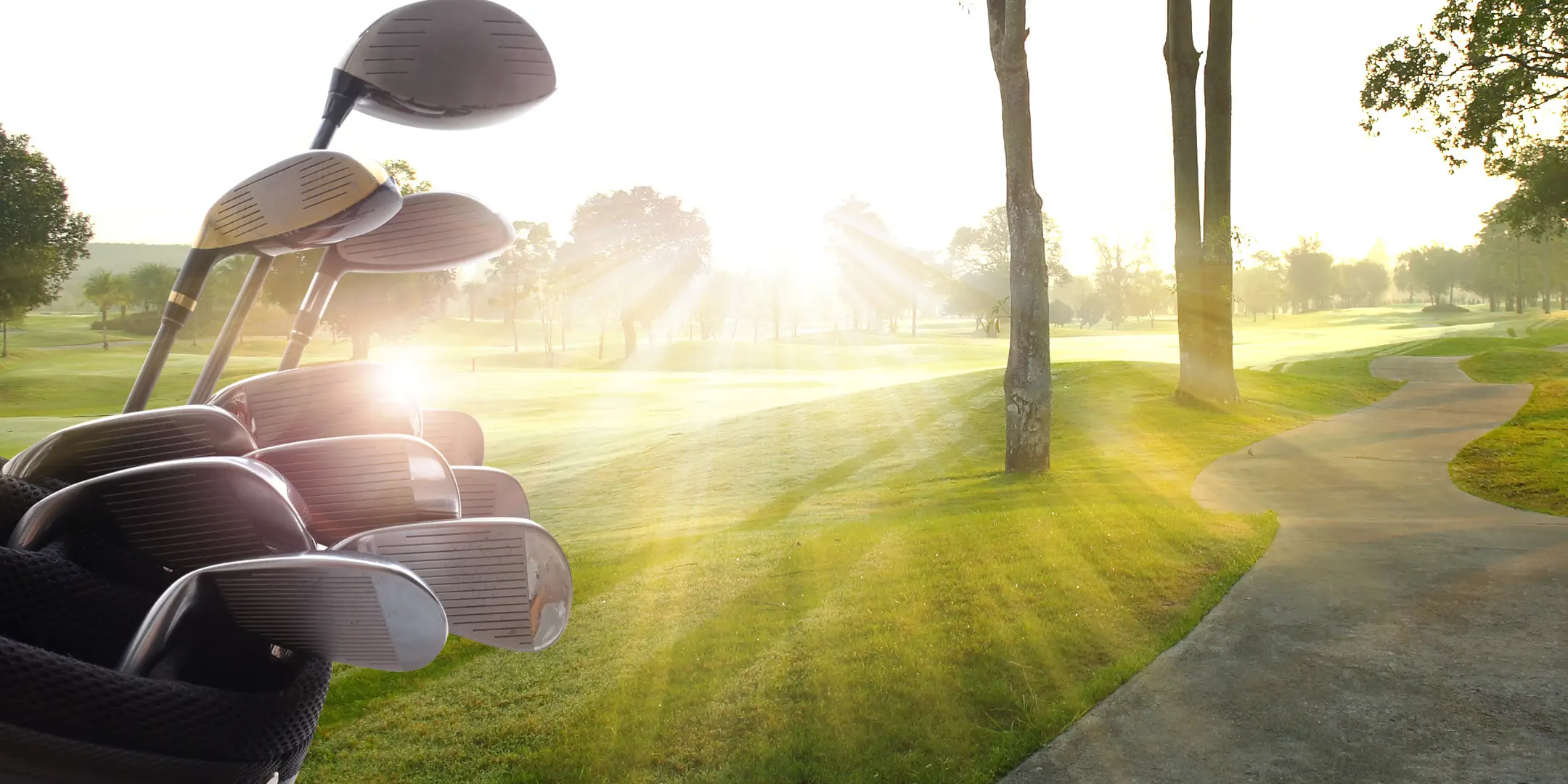 Golf Course view with sun shining through