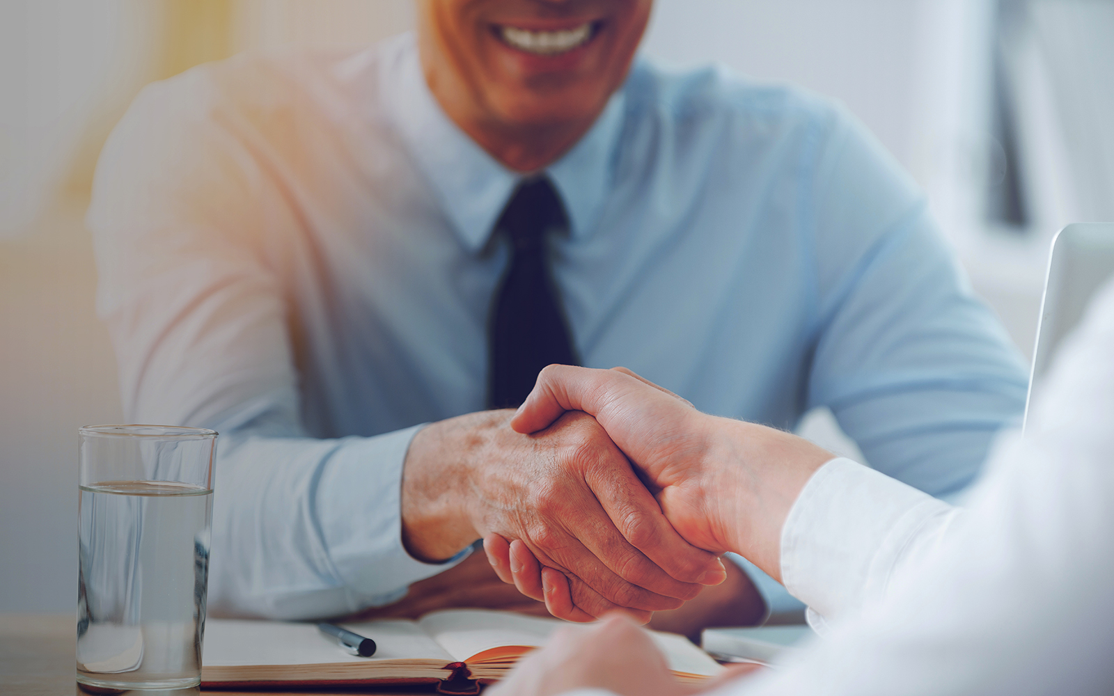 Two business people shaking hands