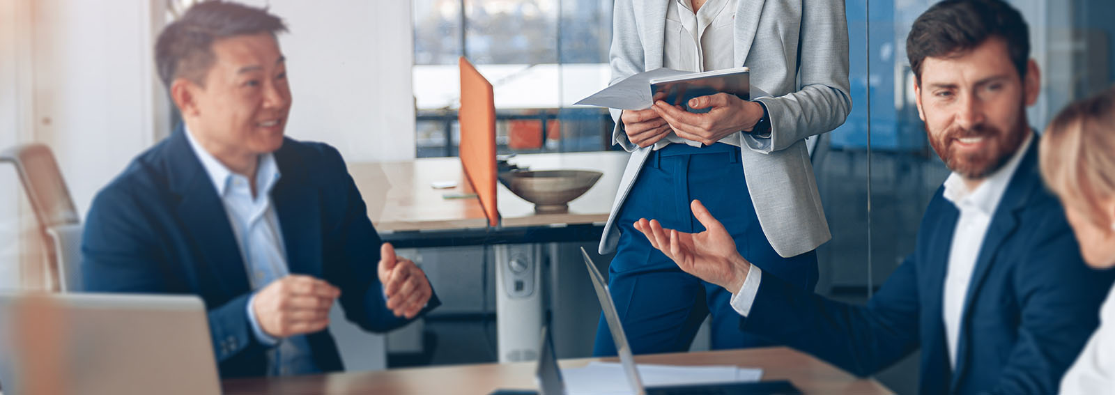 A group of business people in a meeting