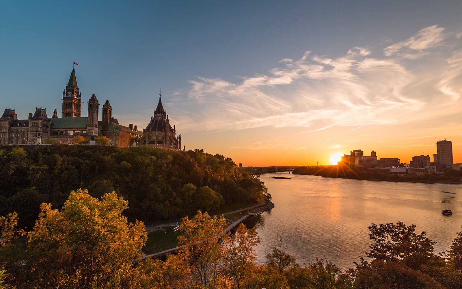 Sunset over Parliament building