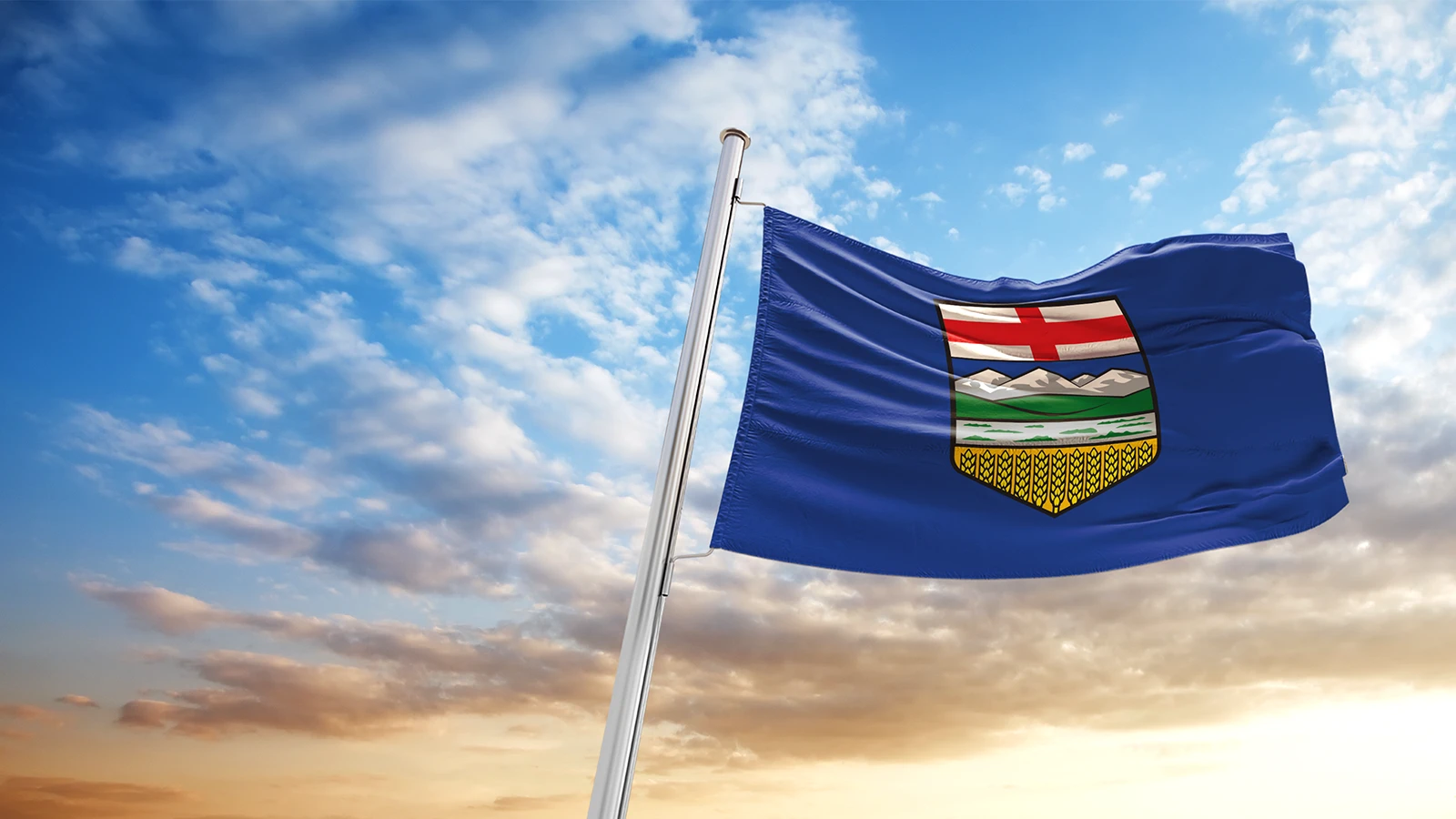 Alberta flag blowing in the wind