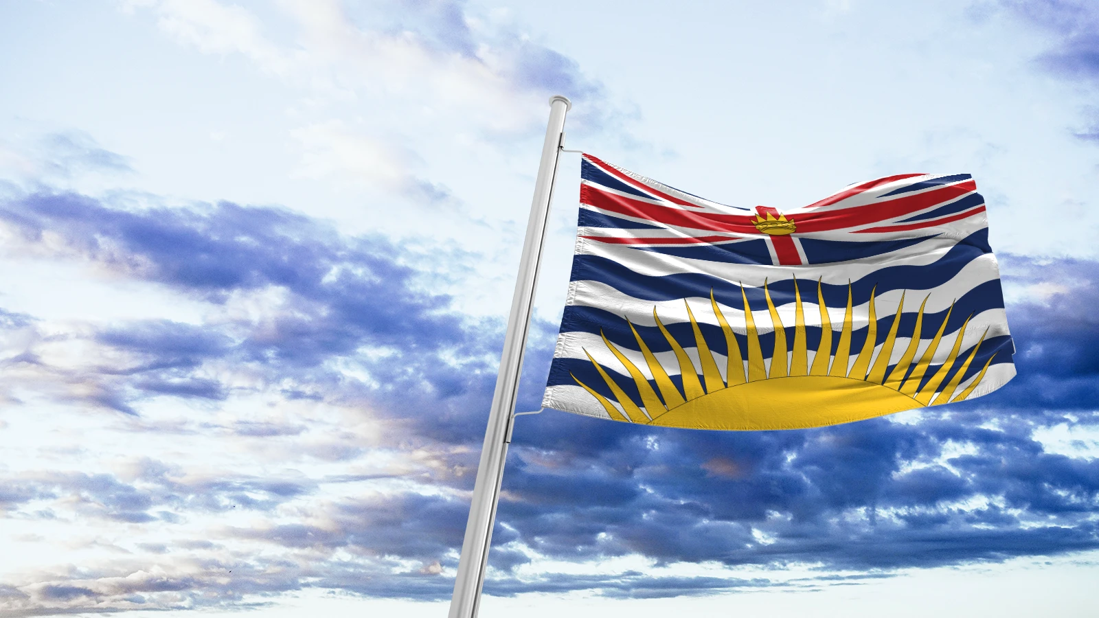 British Columbia Flag blowing in the wind
