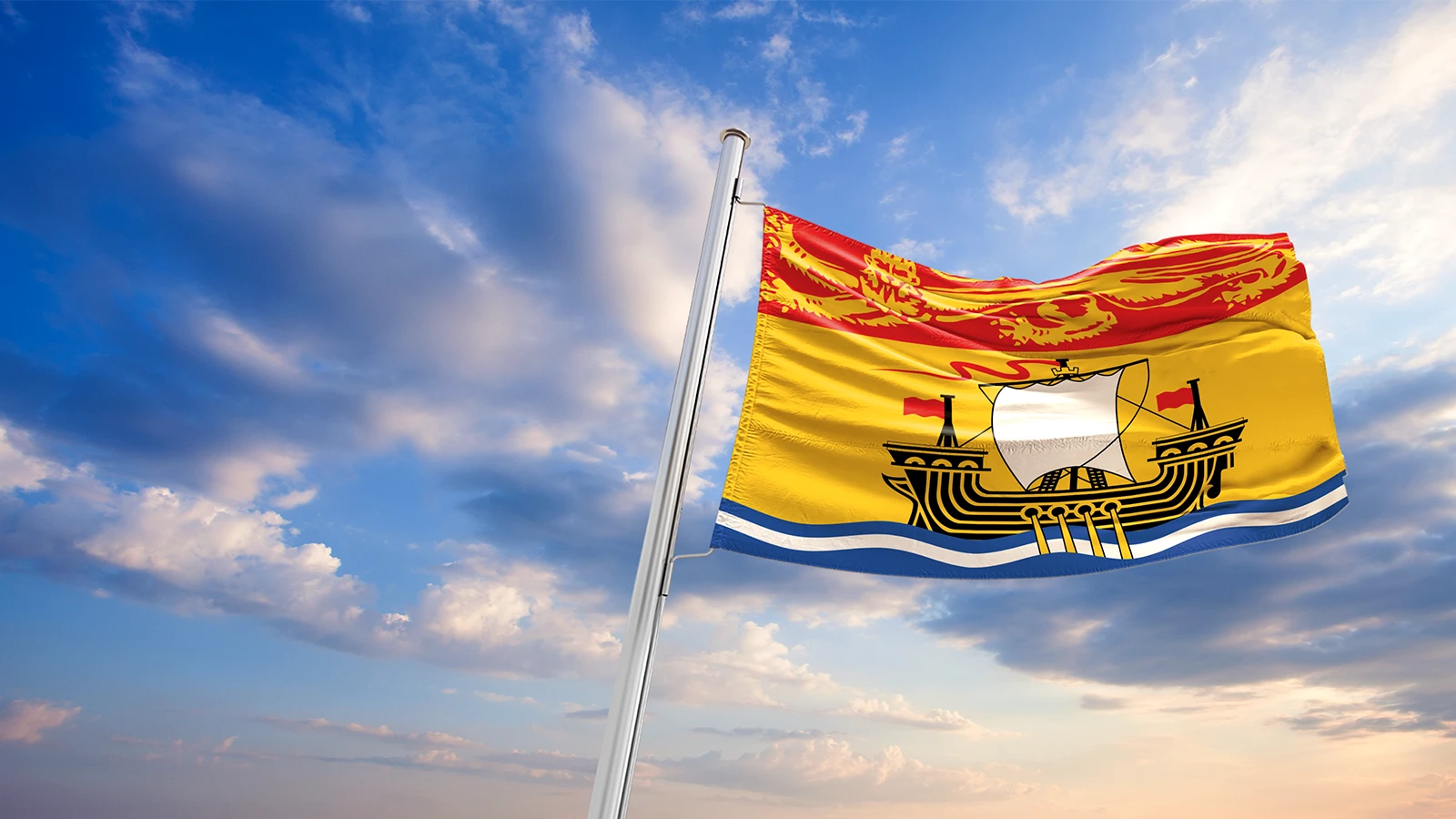 New Brunswick flag blowing in the wind