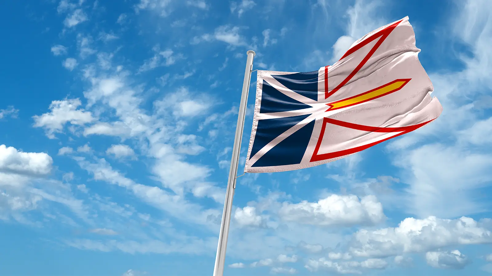 Newfoundland and Labrador flag blowing in wind