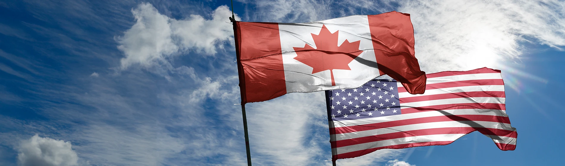 Canadian and American flag
