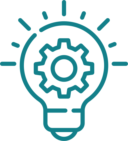 icon of a cog inside of a lightbulb